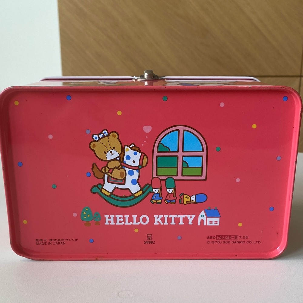 HELLO KITTY TIN METAL MINI-LUNCH BOX CARRYING CASE Vintage - Picture 2 of 7